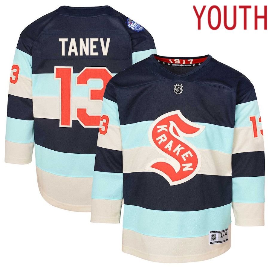 Youth Seattle Kraken 13 Brandon Tanev Deep Sea Blue 2024 NHL Winter Classic Premier Player Jersey